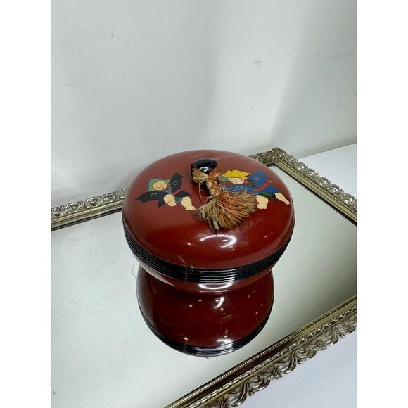 Vintage NYK Shipping Line Japanese Lacquer Powder Bowl, Trinket Box - Picture 3 of 8